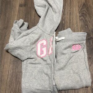 GAP Gray Joggers with Pink Logo Accents